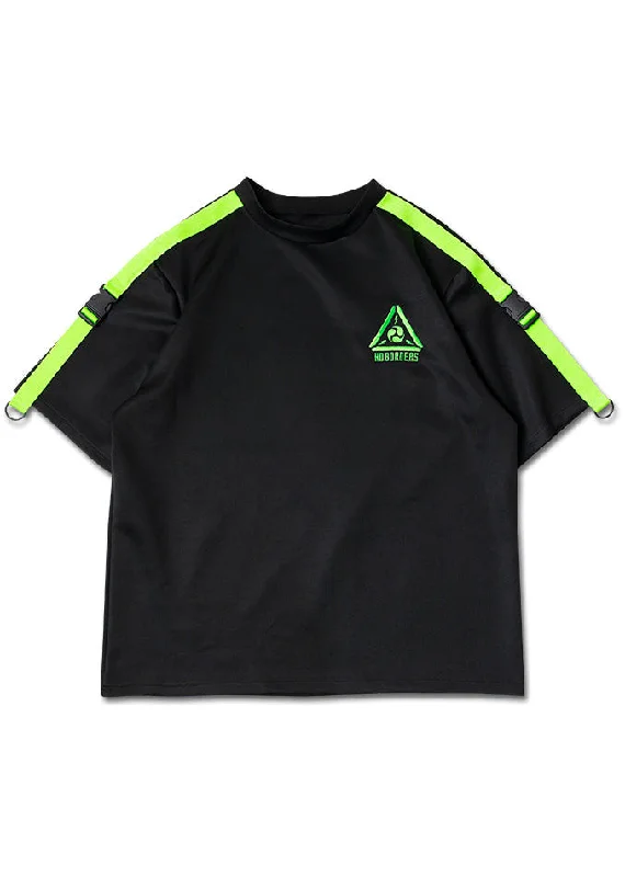 Uzurai Cyberpunk Tech Oversized Black Green Tee