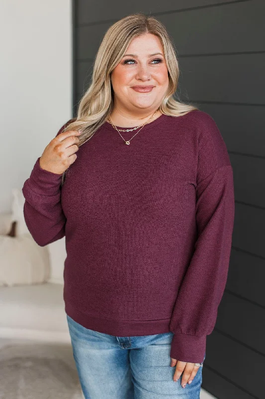 All Over Again Knit Top- Burgundy