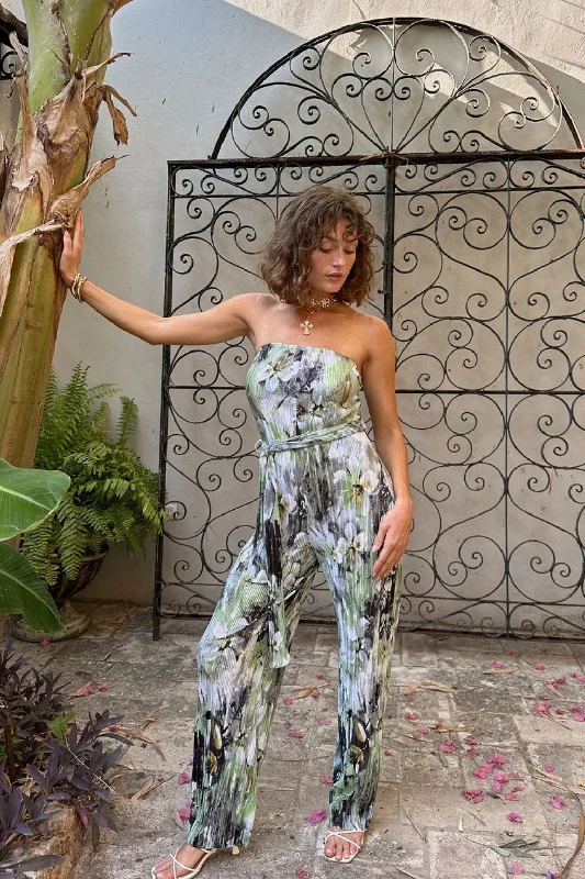 Verbena Plisse Strapless Jumpsuit