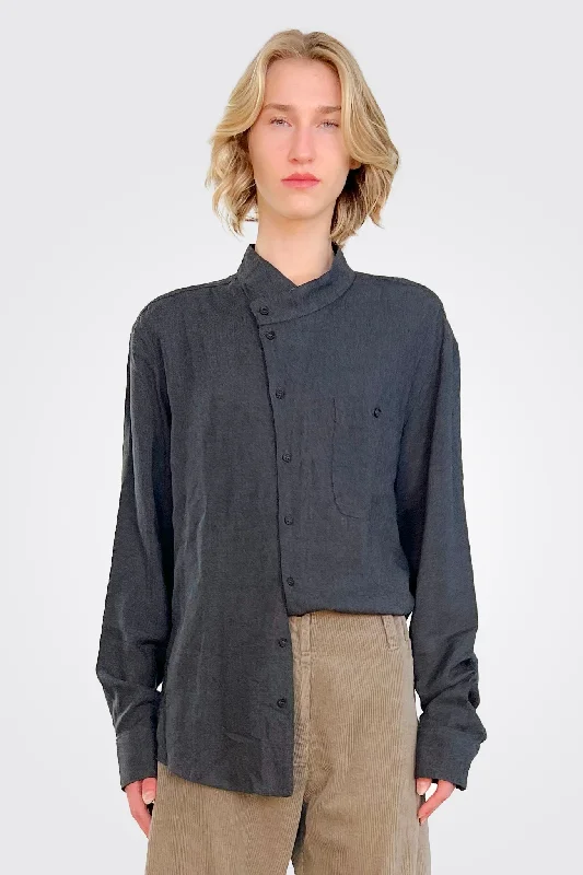 Asym Collar Shirt - Charcoal