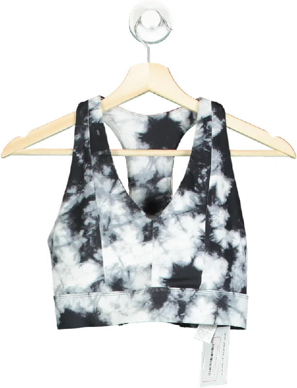 Fabletics Black and White Tie-Dye Sports Bra UK XS