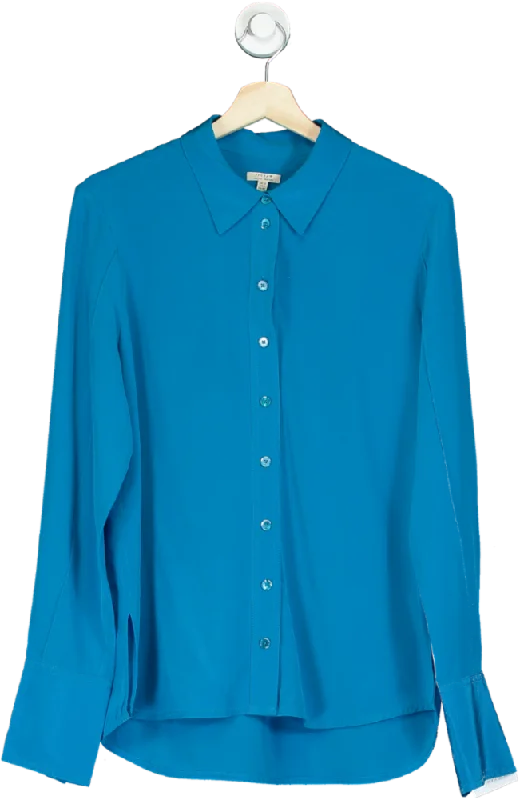 Jigsaw Blue Silk Long Sleeve Blouse UK 10