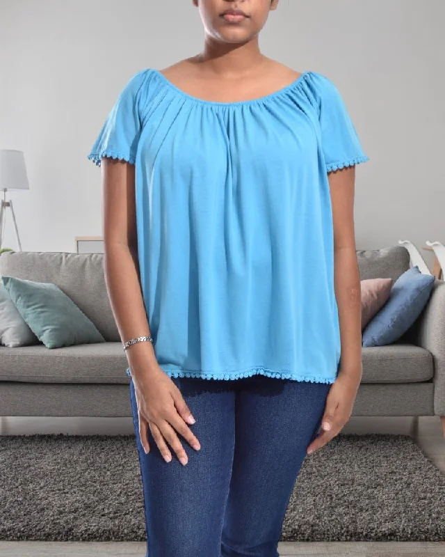 Ladies Blue Short Sleeve Top