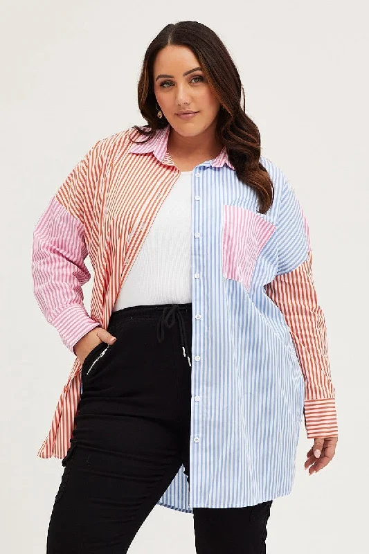 Multi Colour Shirt Long Sleeve Colourblock