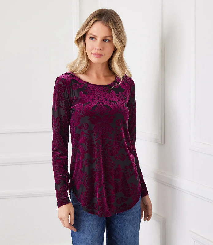 Velvet Burnout Shirttail Top