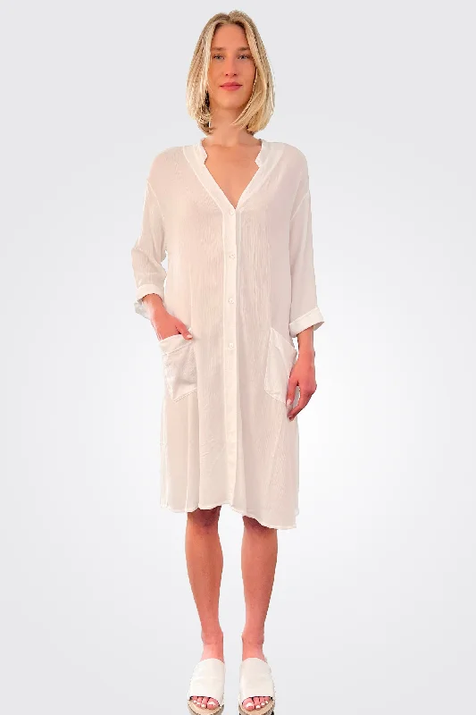 Viscose Shirt Dress - White