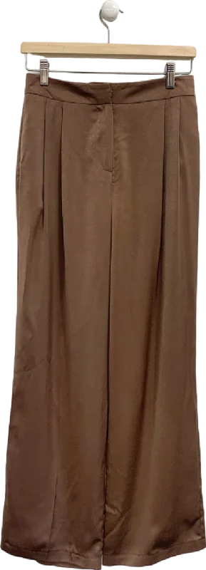 Friends Like These Brown High-Waisted Satin Trousers UK 8