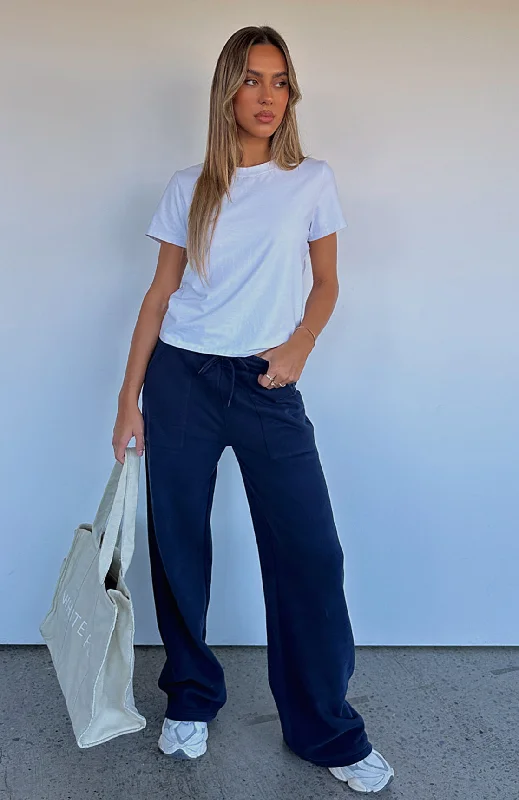 You'd Love It Here Wide Leg Sweatpants Navy