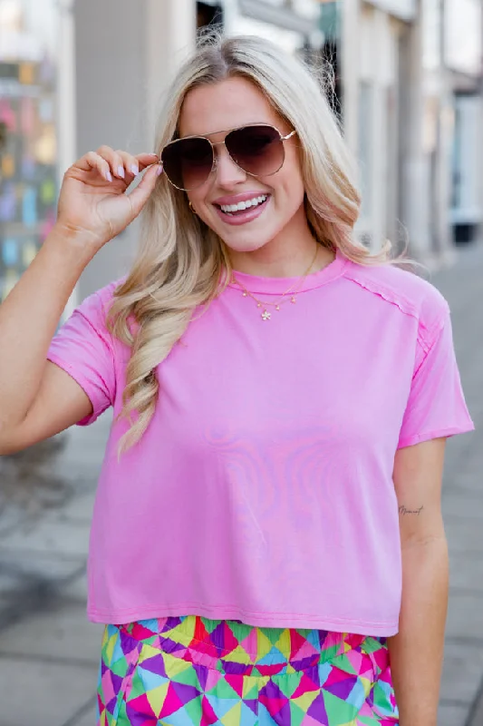 One Step Ahead Pink Cropped Tee