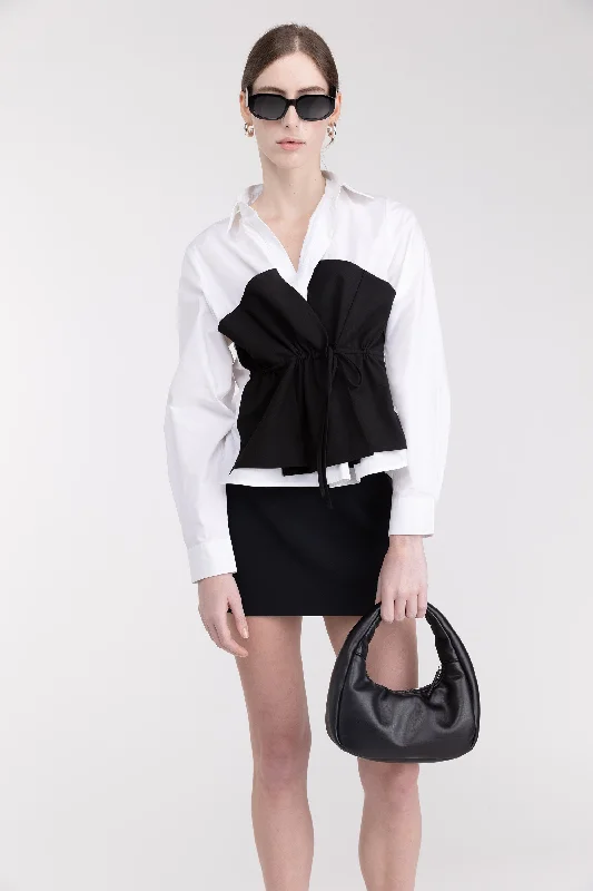 BUSTIER LAYERED POPLIN SHIRT