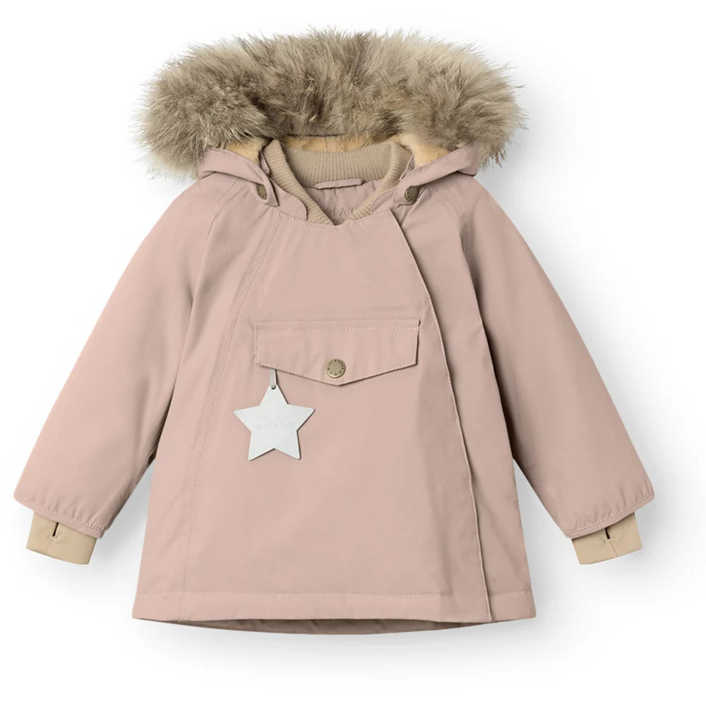 MINI A TURE Kids WANG Winter Jacket w/ Fur Hat in Adobe Rose