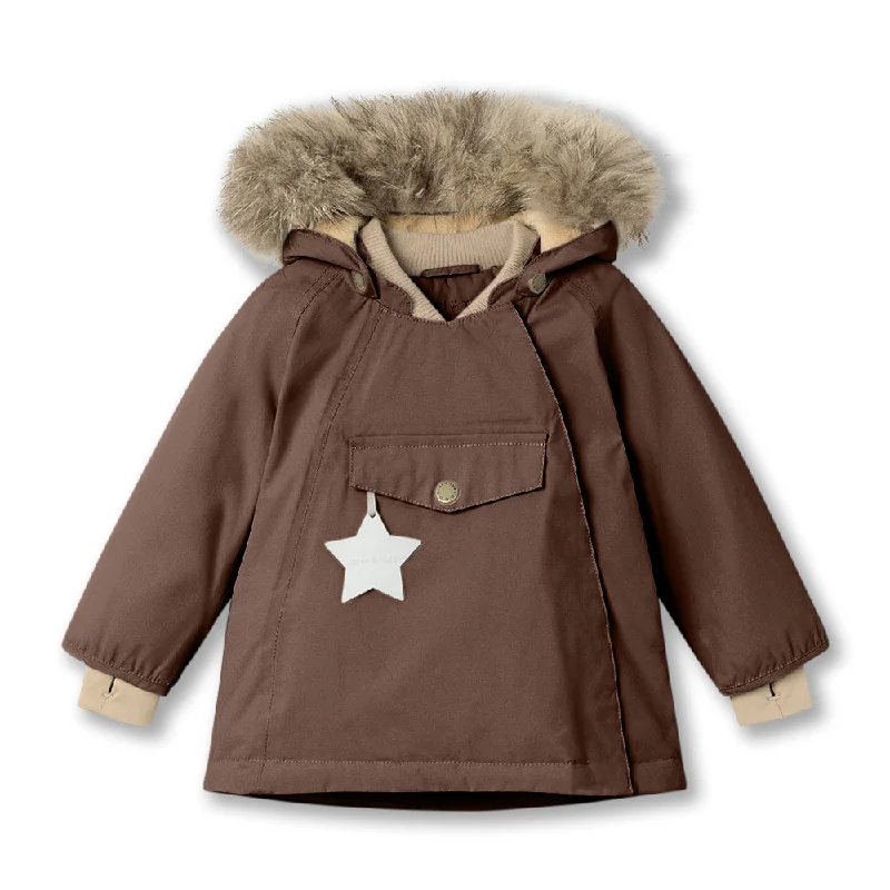 >MINI A TURE Kids WANG Winter Jacket w/ Fur Hat - Chestnut Brown