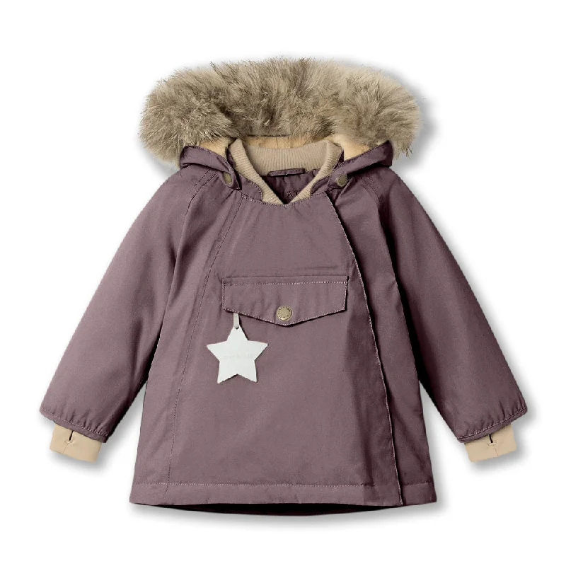 >MINI A TURE Kids WANG Winter Jacket w/ Fur Hat - Peppercorn Plum