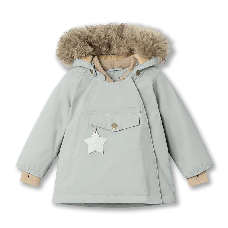 >MINI A TURE Kids WANG Winter Jacket w/ Fur Hat - Puritan grey