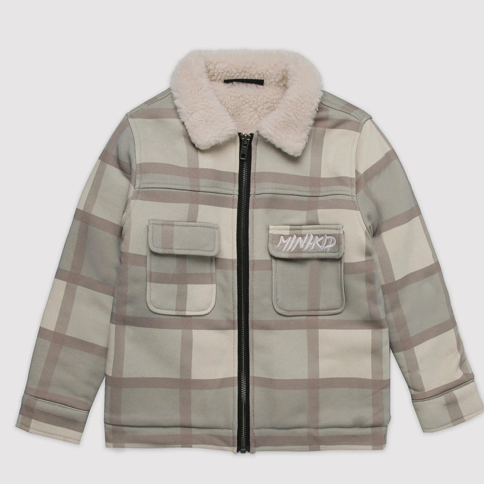 Minikid Fashion Kids Fur Jacket - Checkered