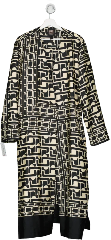 River Island Plus Black Abstract Print Duster Jacket UK 26