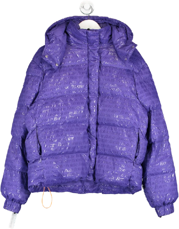 Rotate Birger Christensen Purple Tina Embossed Puffer Jacket UK S