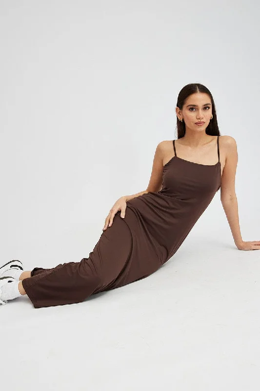 Brown Supersoft Maxi Dress Sleeveless