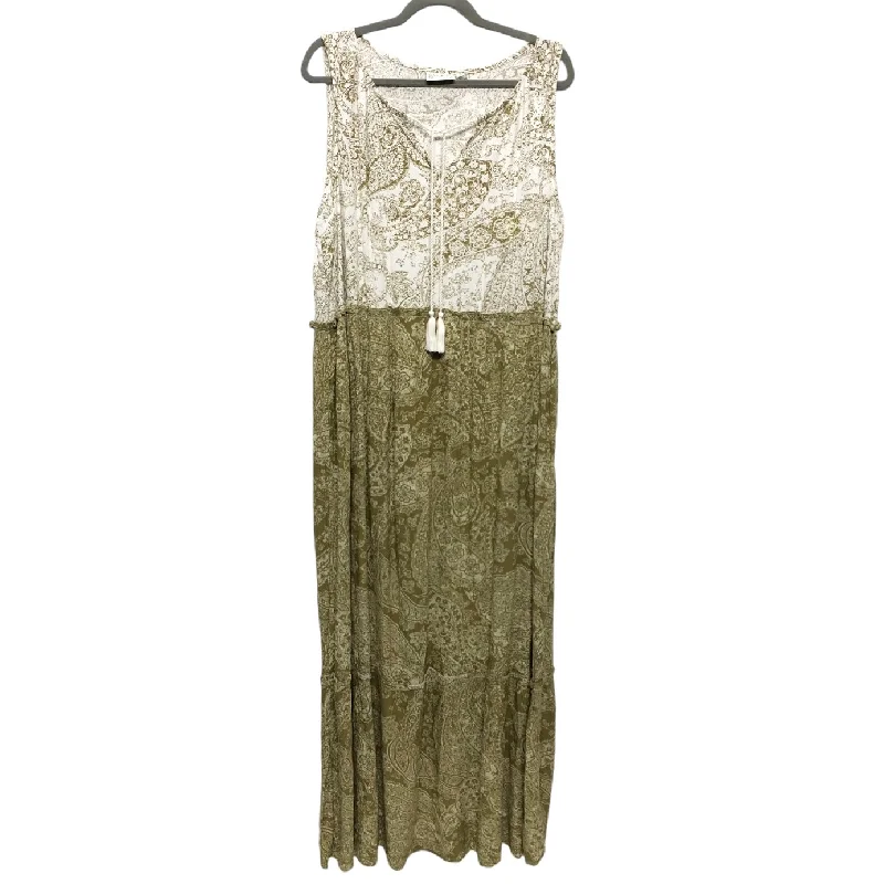 Dress Casual Midi By Wonderly In Green & White, Size: Xl