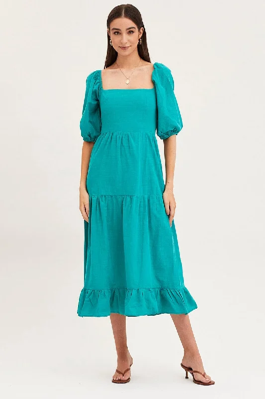 Green Maxi Dress Linen