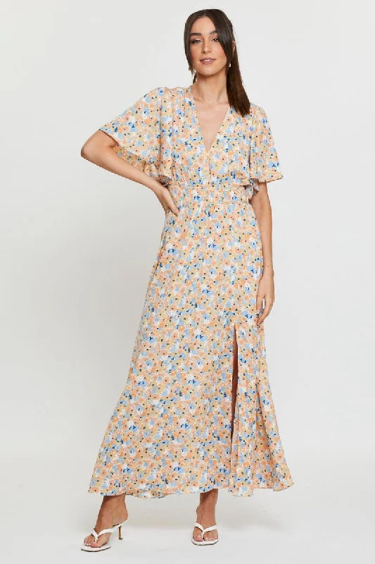 Print Dress Short Sleeve Maxi