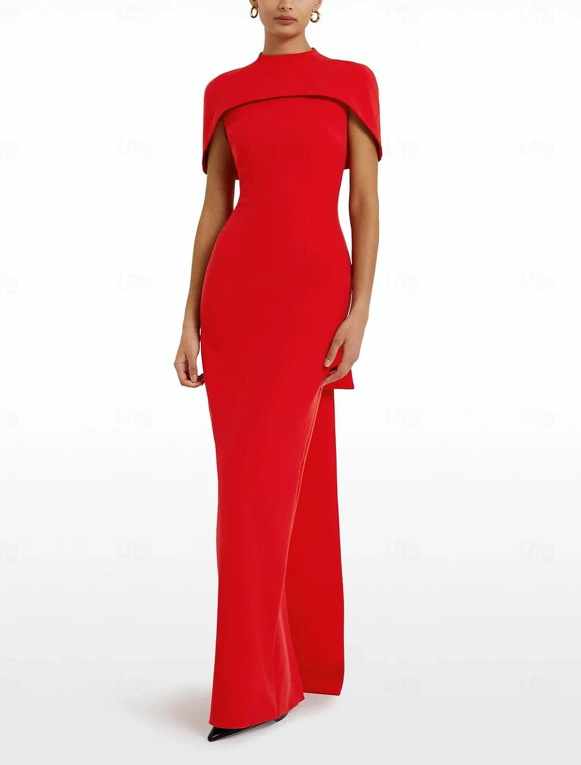 Column Formal Sweep Train Sleeveless Jewel Neck Stretch Crepe with Bow(s) Evening Gown Elegant Dress