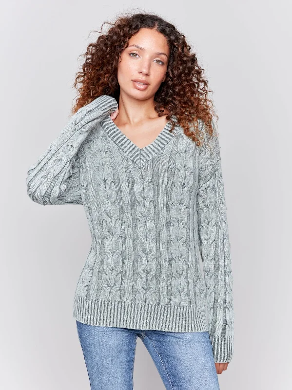 Charlie B Cold Dye Sweater Cable Knit - C2691-711B