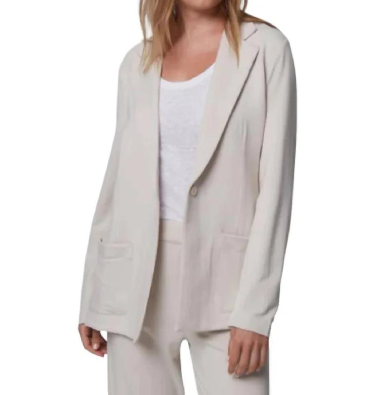 French Terry Fleece One-Button Blazer In Cloud