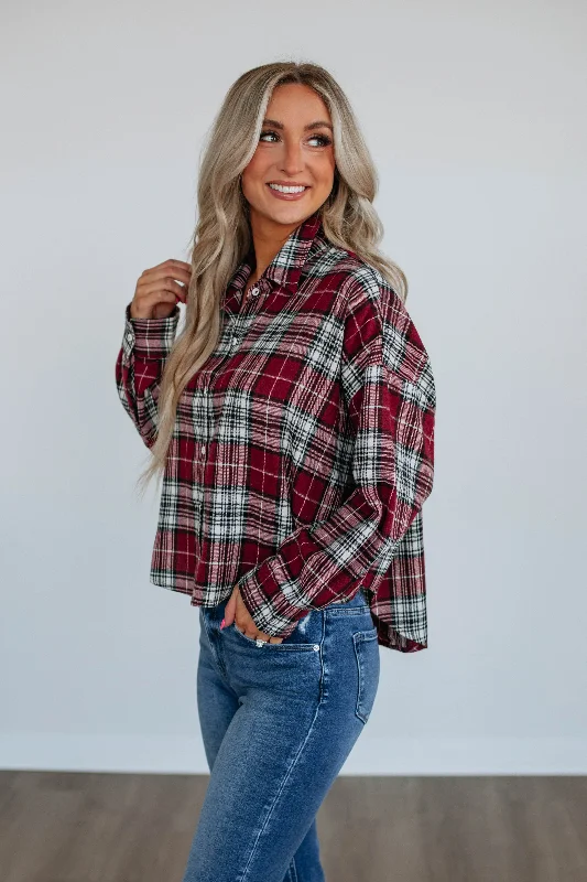 Jona Flannel Top - Maroon