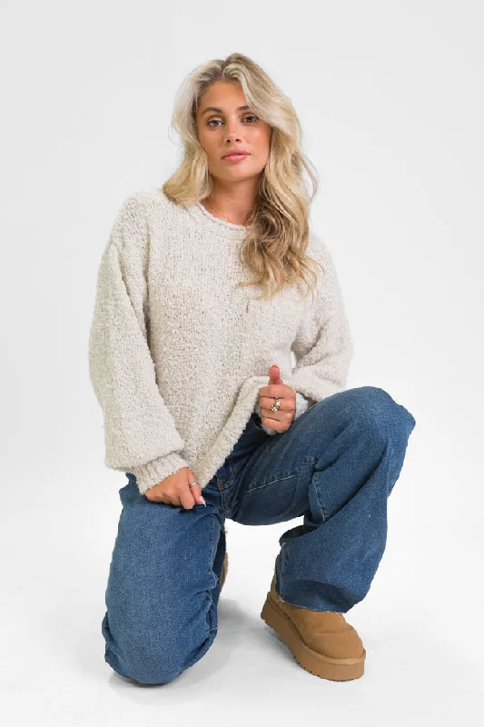 Longer Nights Stone Fuzzy Pocketed Sweater SALE FINAL SALE