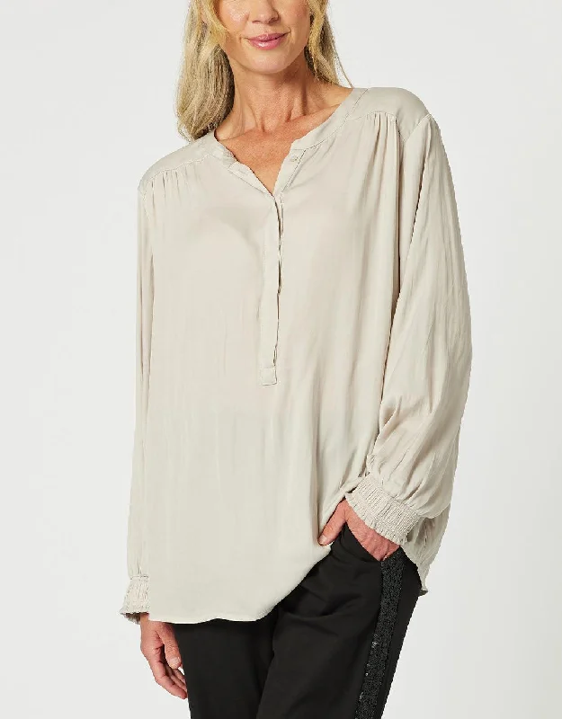 Luxe Nehru Top - Champagne