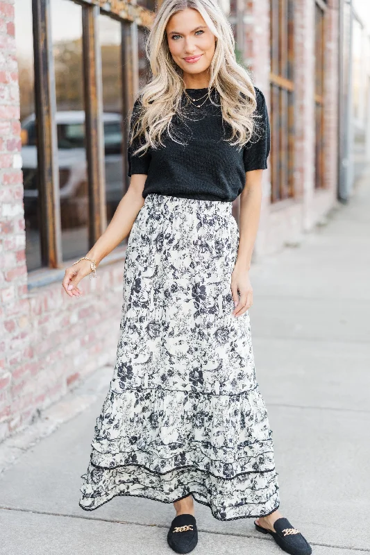 Make Your Day Cream Toile Midi Skirt