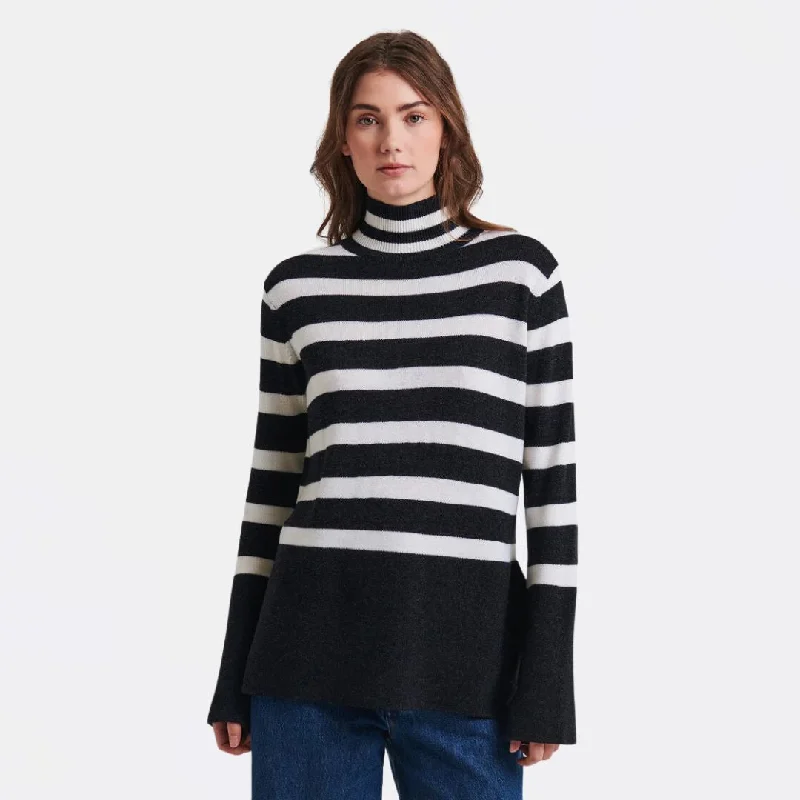 Merino Striped Turtleneck (Noir)