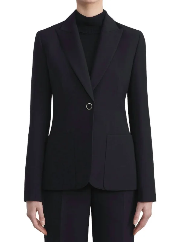 Peak Lapel Front Patch Pocket In Black