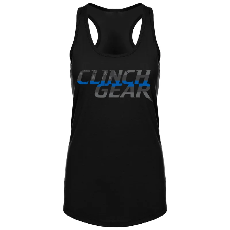 Thin Blue Line - Stacked - Women's Racerback Tank - Black