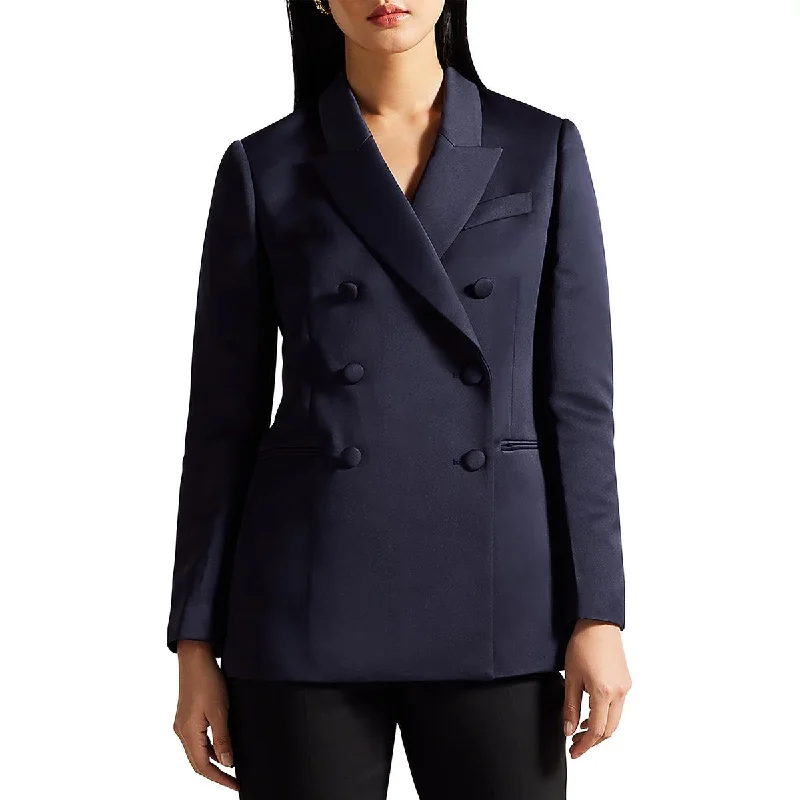 Womens Collar Pocket Double-Breasted Blazer